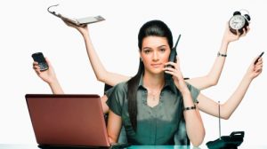 Young woman working with laptop