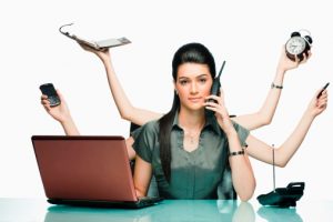 Young woman working with laptop